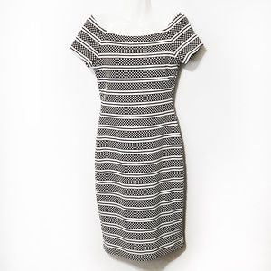 BISOU BISOU Black/White Off Shoulder Dress Size 8
